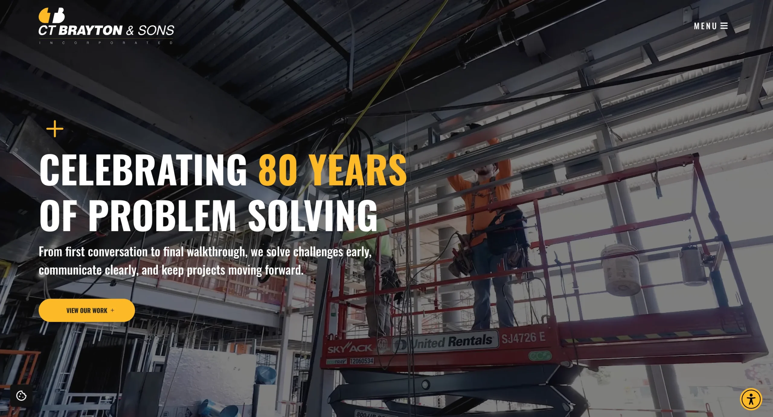 Construction workers celebrating 80 years